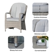Modern Grey Aluminum 6-Seater Outdoor Dining set and Rattan Chair with Cushions