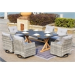 Gray Aluminum Rectangular 6 - Person Outdoor Dining Set with Cushions