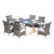 Gray Aluminum Rectangular 6 - Person Outdoor Dining Set with Cushions
