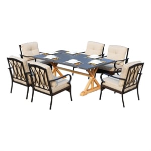 Gray Aluminum Rectangular 6 - Person Outdoor Dining Set with Cushions