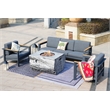Gray Aluminum 5-Person Patio Outdoor Seating Group with Cushions and Firepit