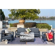 Gray Aluminum 5-Person Patio Outdoor Seating Group with Cushions and Firepit