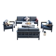 Gray Aluminum 7-Person Patio and Outdoor Seating Group with Cushions