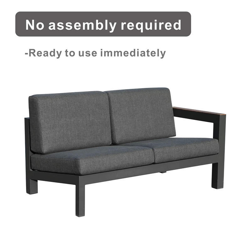 Gray Aluminum 4-Person Outdoor Seating Group with Firepit and Cushions