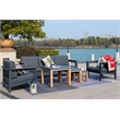 Gray Aluminum 5-Person Patio and Outdoor Seating Group with Cushions