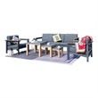 Gray Aluminum 5-Person Patio and Outdoor Seating Group with Cushions