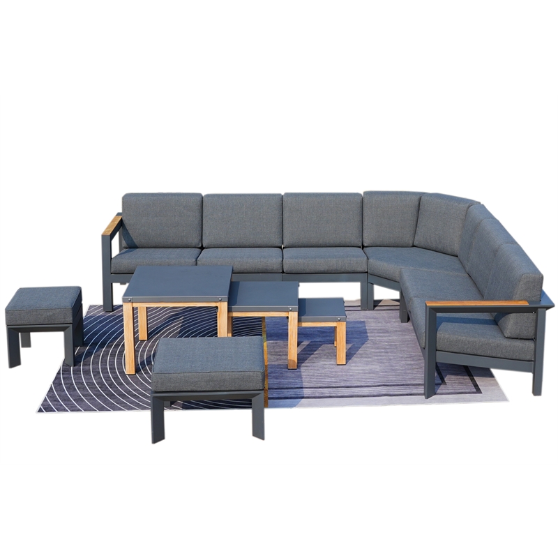 Gray Aluminum 6-Person Outdoor Seating Group with Cushions