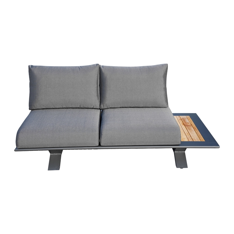 Gray Aluminum 5-Person Outdoor Seating Group with Fire Pit and Cushions