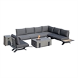 Patio Gray Aluminum 7-Person Outdoor Seating Group with Fire Pits