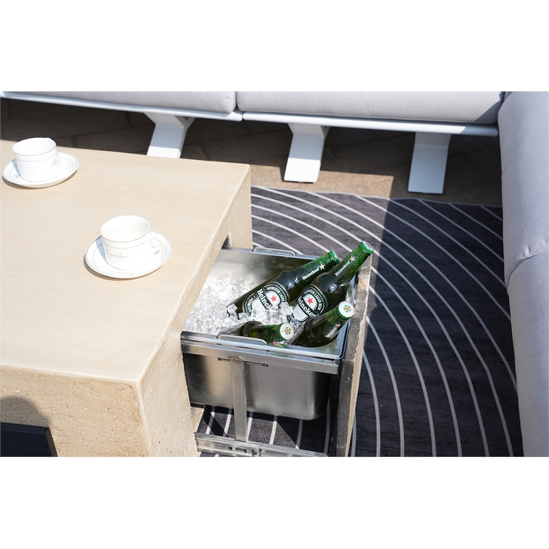 Patio White Aluminum 7-Person Outdoor Seating Group with Fire Pits