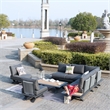 Gray Aluminum 7-Person Outdoor Seating Group with Gray Cushions