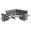Gray Aluminum 7-Person Outdoor Seating Group with Gray Cushions