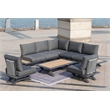 Gray Aluminum 7 - Person Outdoor Seating Group with Gray Cushions