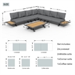 Gray Aluminum 7 - Person Outdoor Seating Group with Gray Cushions