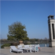 White Aluminum 8-Person Outdoor Seating Group with Gray Cushions