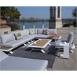 White Aluminum 8-Person Outdoor Seating Group with Gray Cushions