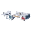 White Aluminum 8-Person Outdoor Seating Group with Gray Cushions