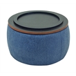 Round Fabric Storage Ottoman 2 in 1 Function  Work as End table and Ottoman Navy