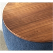 Round Fabric Storage Ottoman 2 in 1 Function  Work as End table and Ottoman Navy