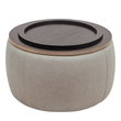 Round Fabric Storage Ottoman Work as End table and Ottoman in Gray