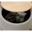 Round Fabric Storage Ottoman Work as End table and Ottoman in Gray