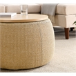 Direct Wicker Round Contemporary Plastic Storage Ottoman in Natural