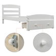 White Platform Twin Bed with Storage Drawer and Solid Wood Slat Support