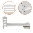 White Platform Twin Bed with Storage Drawer and Solid Wood Slat Support