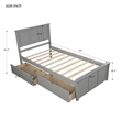 Gray Wood Platform Storage Bed 2 drawers with wheels Twin Size Frame