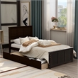 Espresso Wood Platform Storage Bed 2 drawers with wheels Twin Size Frame
