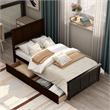 Espresso Wood Platform Storage Bed 2 drawers with wheels Twin Size Frame