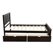Espresso Wood Platform Storage Bed 2 drawers with wheels Twin Size Frame
