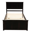 Espresso Wood Platform Storage Bed 2 drawers with wheels Twin Size Frame