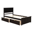 Espresso Wood Platform Storage Bed 2 drawers with wheels Twin Size Frame