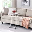 Chrome Glass Top C Shape Square Table with Metal Base for Living Room