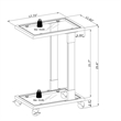 Chrome Glass Top C Shape Square Table with Metal Base for Living Room