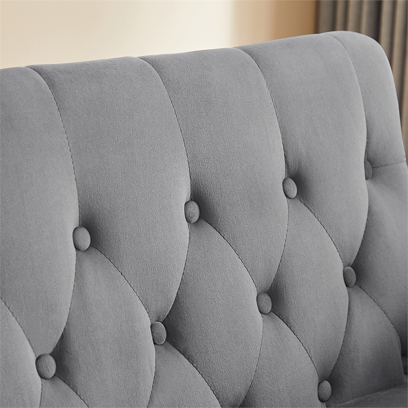 Direct Wicker Velvet Convertible Loveseat Sleeper Sofa Couch in Gray