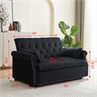 Direct Wicker Velvet Convertible Loveseat Sleeper Sofa Couch in Black