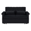 Direct Wicker Velvet Convertible Loveseat Sleeper Sofa Couch in Black