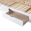 White Wood Daybed with Trundle Bed and Two Storage Drawers for Living Room