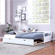 White Wood Daybed with Trundle Bed and Two Storage Drawers for Living Room