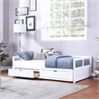 White Wood Daybed with Trundle Bed and Two Storage Drawers for Living Room