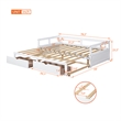 White Wood Daybed with Trundle Bed and Two Storage Drawers for Living Room