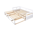 White Wood Daybed with Trundle Bed and Two Storage Drawers for Living Room