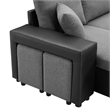 Gray Fabric Reversible Sleeper Sectional Sofa with storage and 2 stools Steel