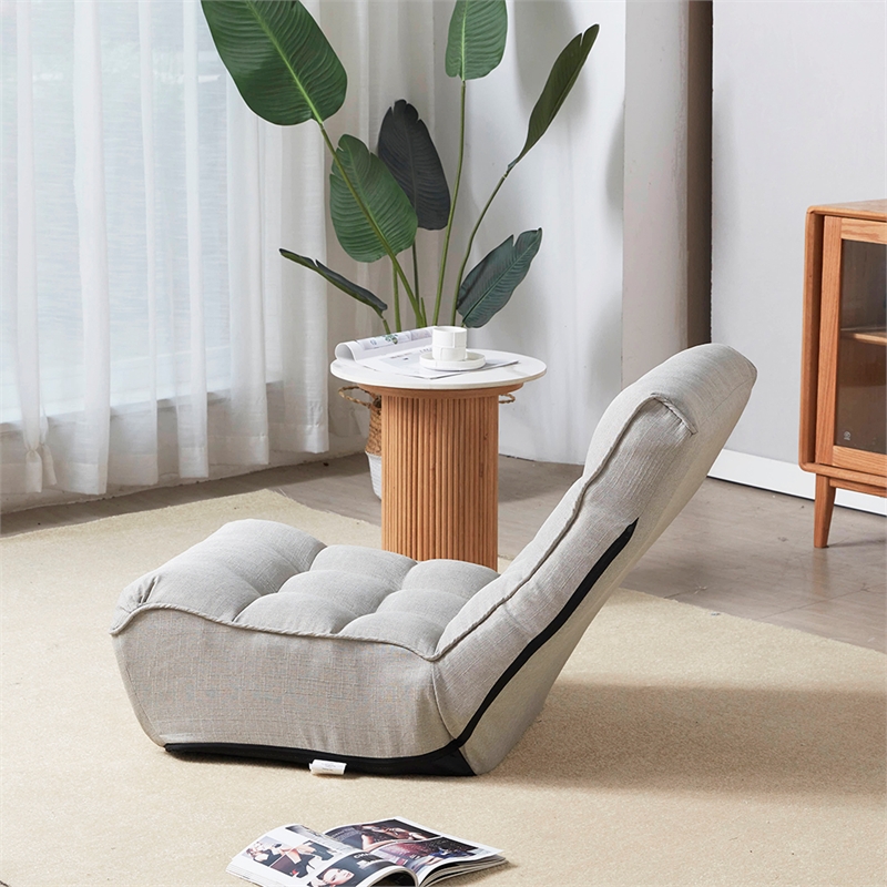 Gray Metal Lazy Sofa Balcony Reclining Chair Leisure Sofa Adjustable Chair