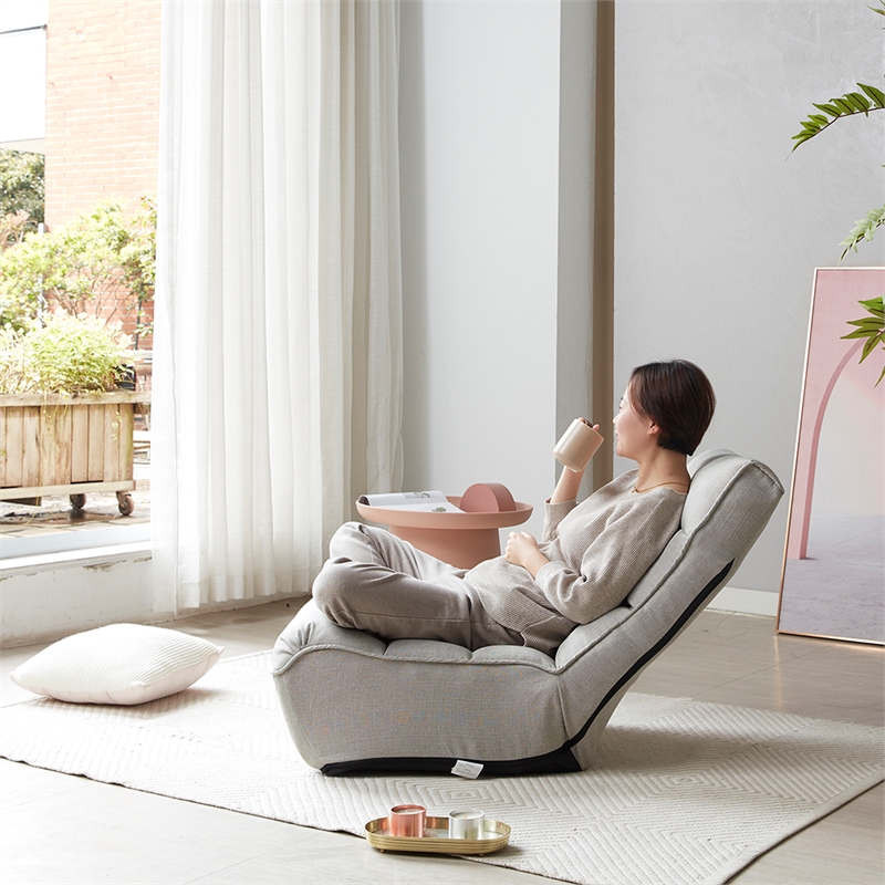 Gray Metal Lazy Sofa Balcony Reclining Chair Leisure Sofa Adjustable Chair