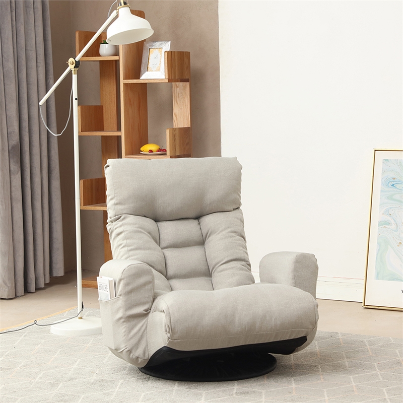Gray Metal Single Lazy Sofa Tatami Balcony Reclining Chair Leisure Sofa