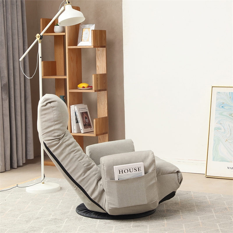 Gray Metal Single Lazy Sofa Tatami Balcony Reclining Chair Leisure Sofa