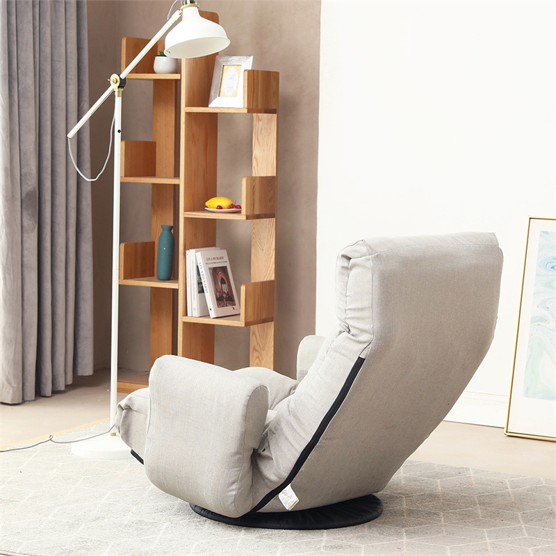 Gray Metal Single Lazy Sofa Tatami Balcony Reclining Chair Leisure Sofa